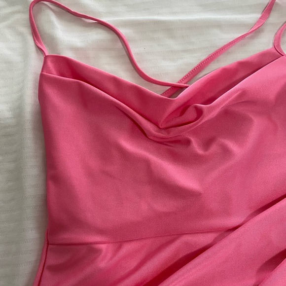 New Draped Satin Mini Dress - Picture 3 of 5